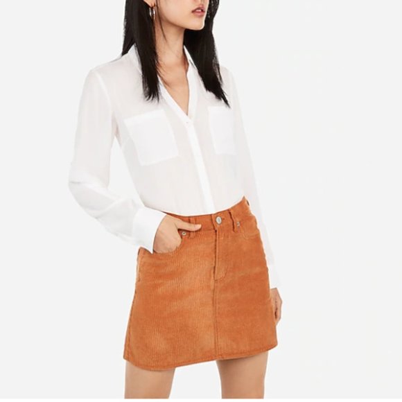 Express High Waisted Corduroy Skirt - Picture 1 of 4